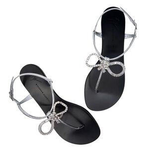 GIUSEPPE ZANOTTI Crystal Bow Thong Sandal